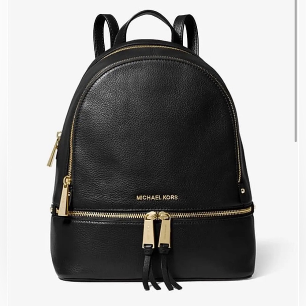 Michael Kors - Size Medium Black Leather Backpack